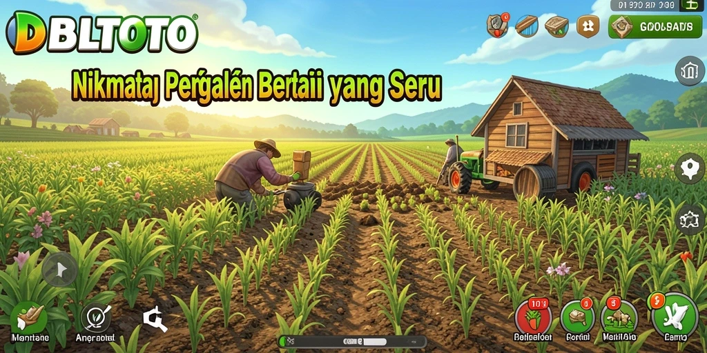 Screenshot gameplay DBLTOTO menampilkan aktivitas bertani yang seru dan interaktif.