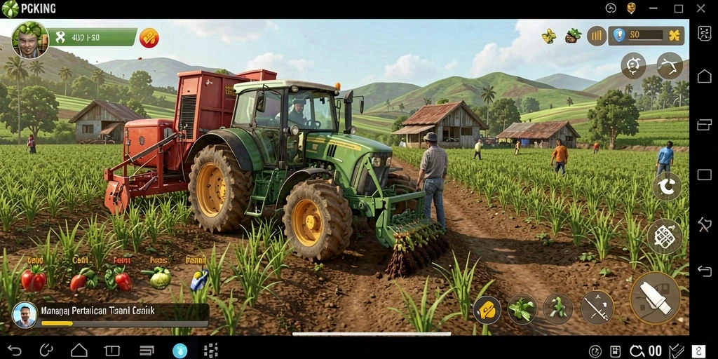 Tampilan gameplay menarik dalam PGKING dengan berbagai jenis tanaman.