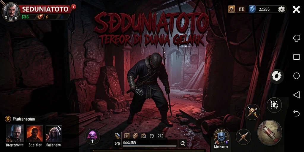 Tampilan gameplay SEDUNIATOTO yang menakutkan dan penuh ketegangan.